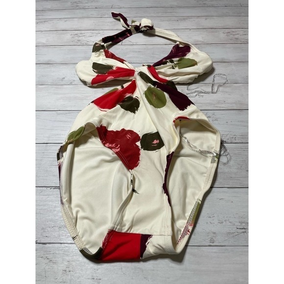 Kate Spade New York IVORY Floral-Print Twist-Front One-Piece Swimsuit - Picture 5 of 8